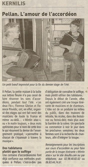Le Tlgramme, septembre 2011, 