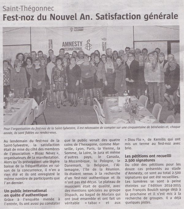Le Télégramme, 5 janvier 2015