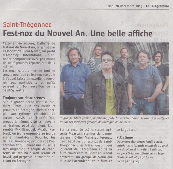 Le Télégramme, 28 décembre 2015